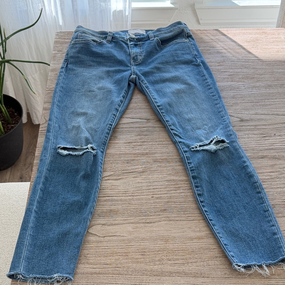 Current/Elliott Blue Distressed Ankle Jeans